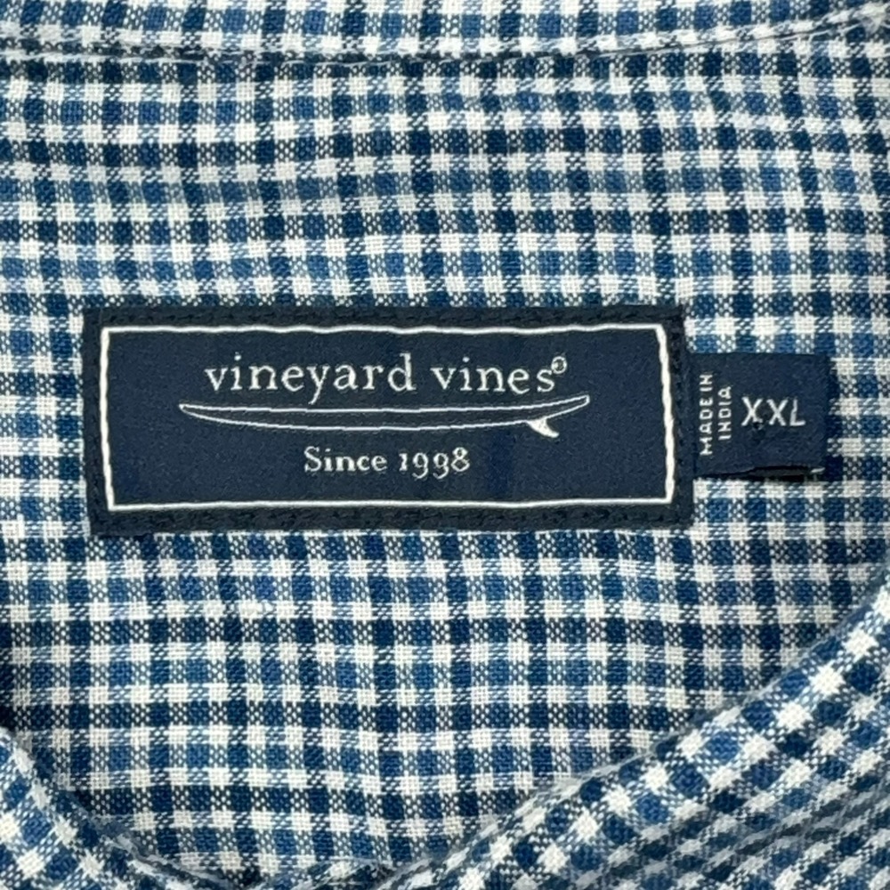 Vineyard Vines Tattersall 100% Linen Shirt Mens XXL Blue Gingham Long Sleeve - Picture 5 of 10